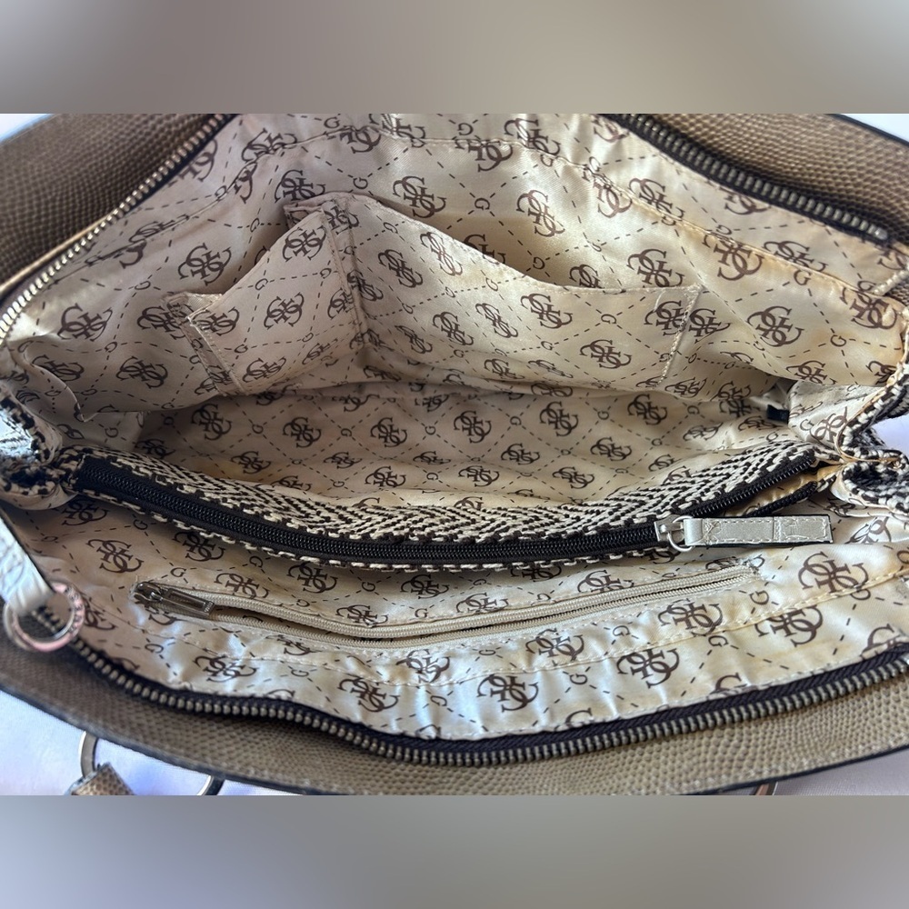 Guess vintage Y2K Brown and White, Tweed Handbag - Picture 9 of 9